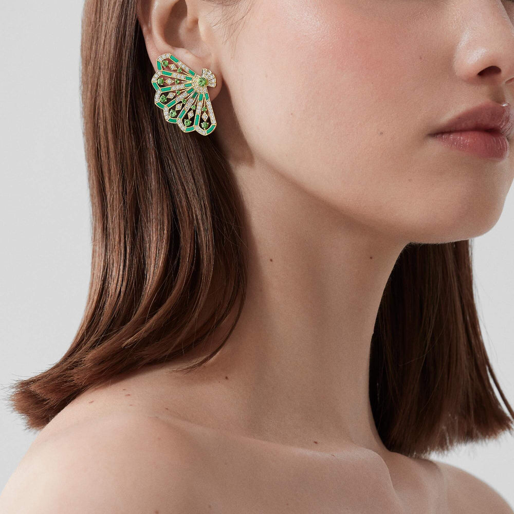 Boucles d'oreilles Fanfare Symphony en diamant et tsavorite - 2018741