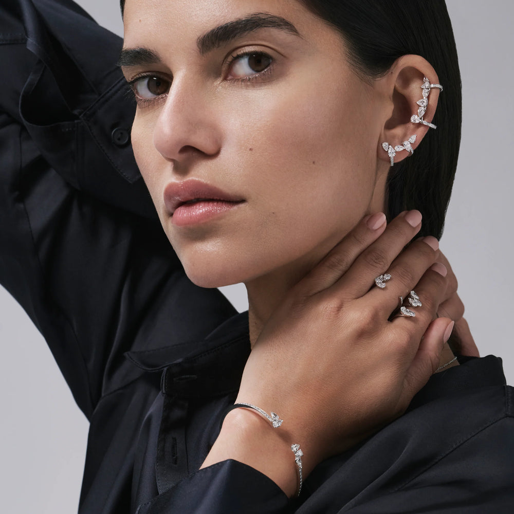 Boucle d'oreille Serti sur Vide sertie de 5 diamants - ESV3ALPG0000L