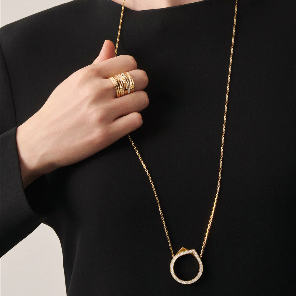 Pendentif long Antifer en or rose pavé de diamants - NAF2ADPG00000