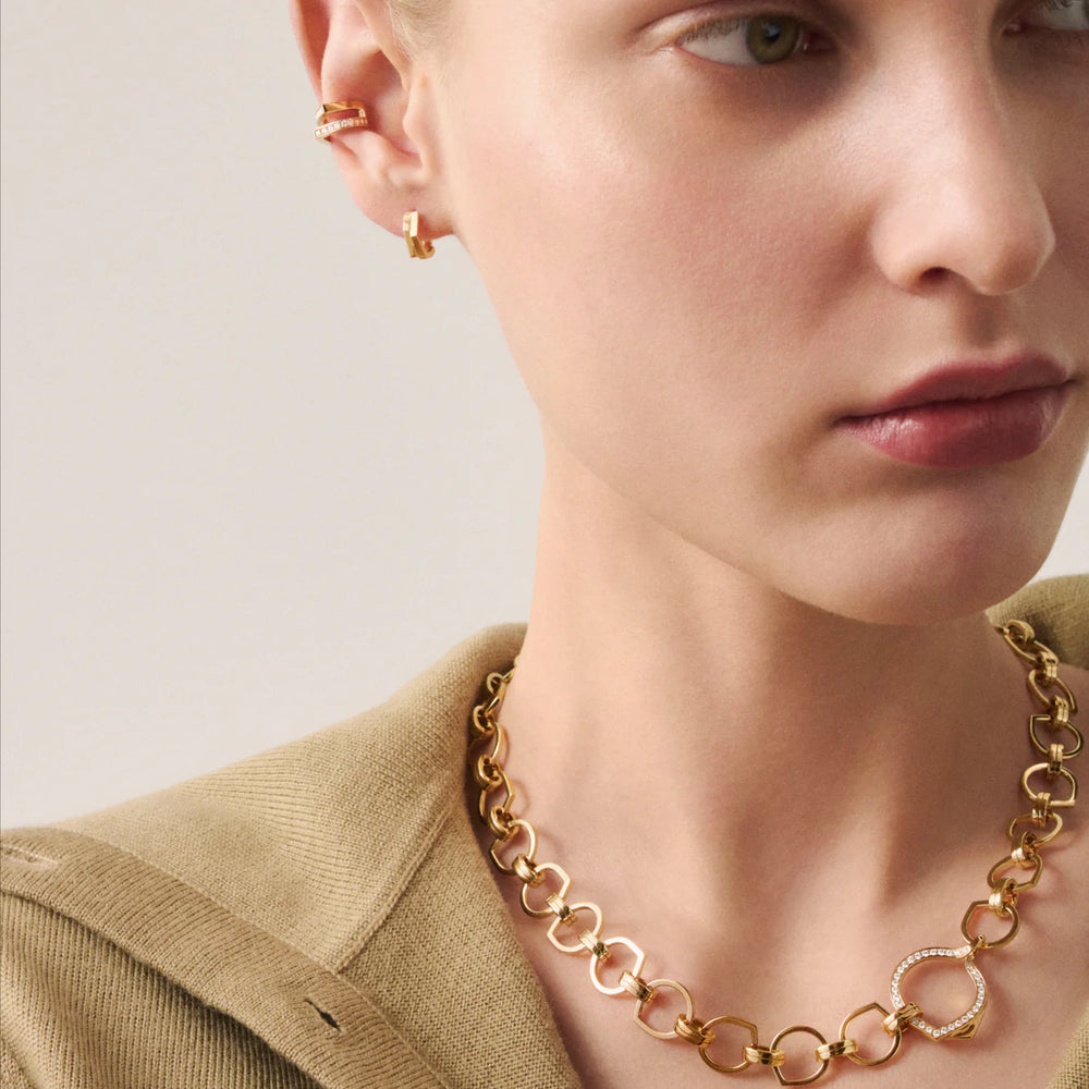 Collier Antifer en or rose avec un maillon central pavé de diamants - NAF2AEPG00000