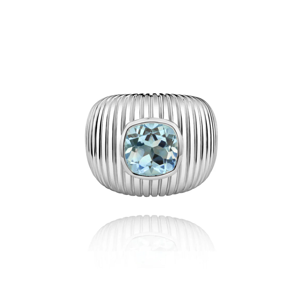 Bague Van Den Abeele Michelle topaze bleu Swiss taille coussin