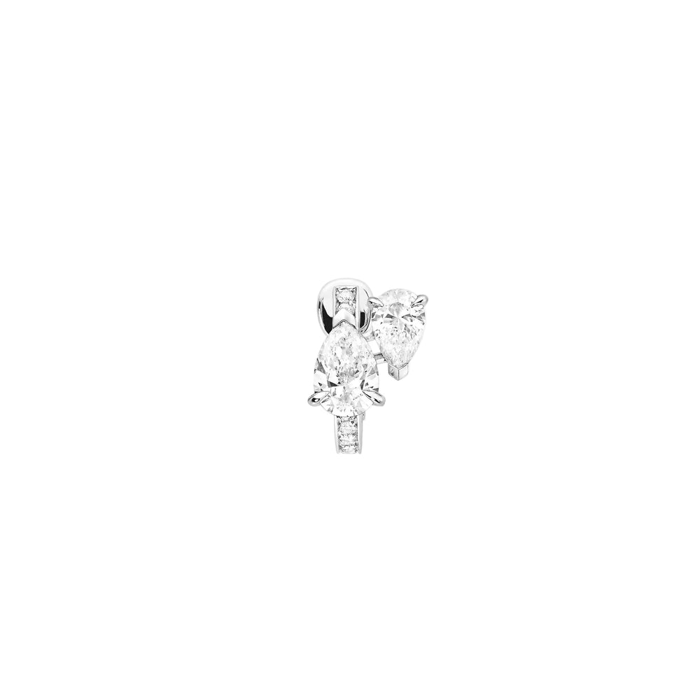 Boucle d'oreille serti sur vide en or blanc avec 2 diamants taille poire - ESV3AFWG0000R