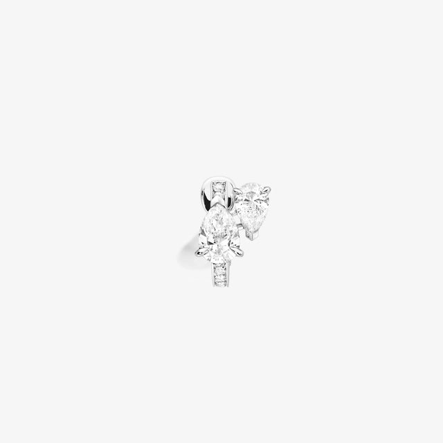 Boucle d'oreille serti sur vide en or blanc avec 2 diamants taille poire - ESV3AFWG0000R