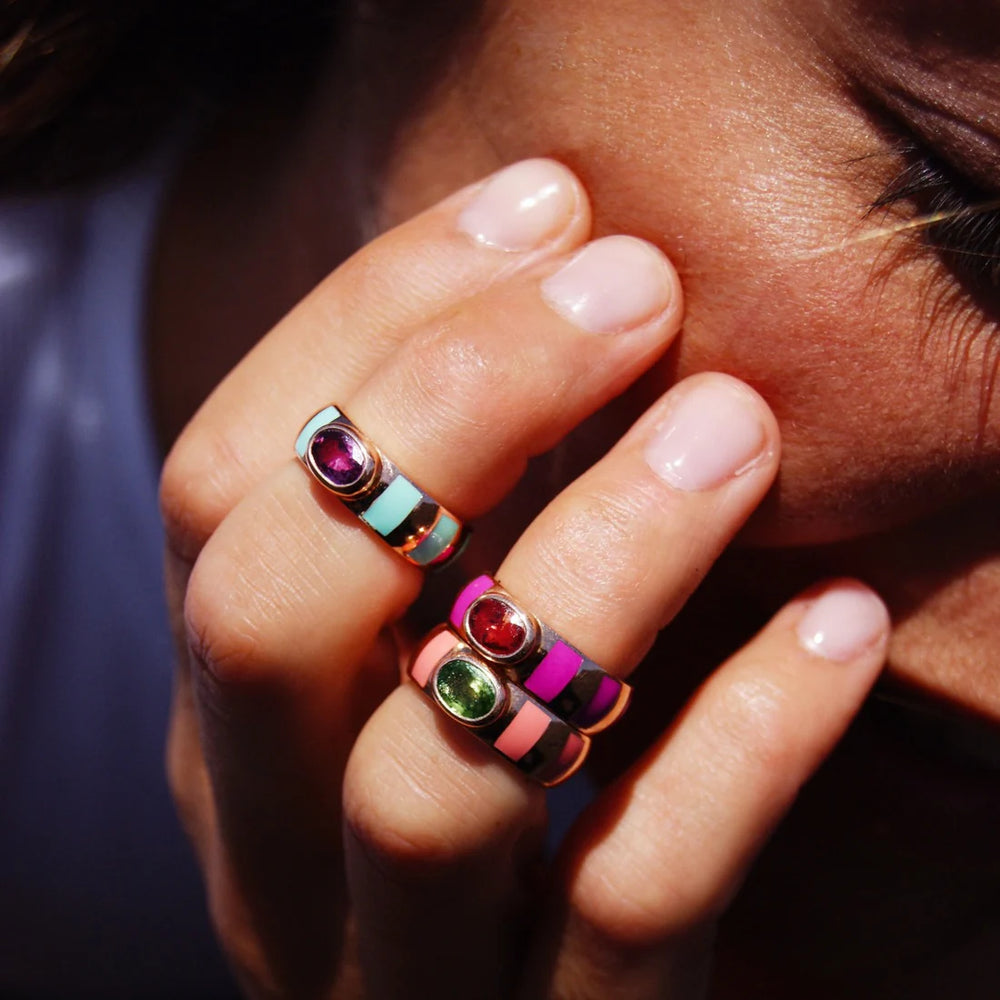 Bague Van Den Abeele Delphine rose corail