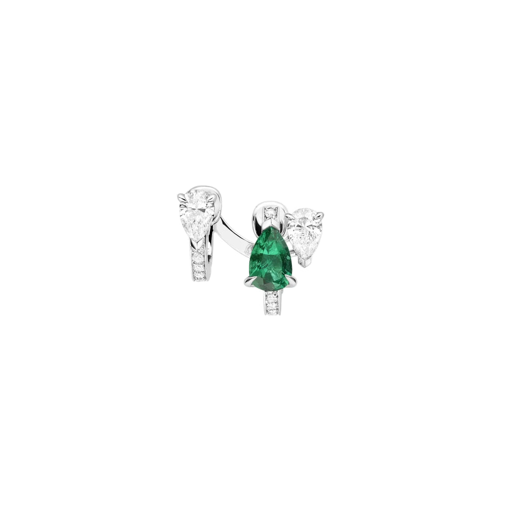 Boucle d'oreille serti sur vide en or blanc - ESV3AGWGE300R/L