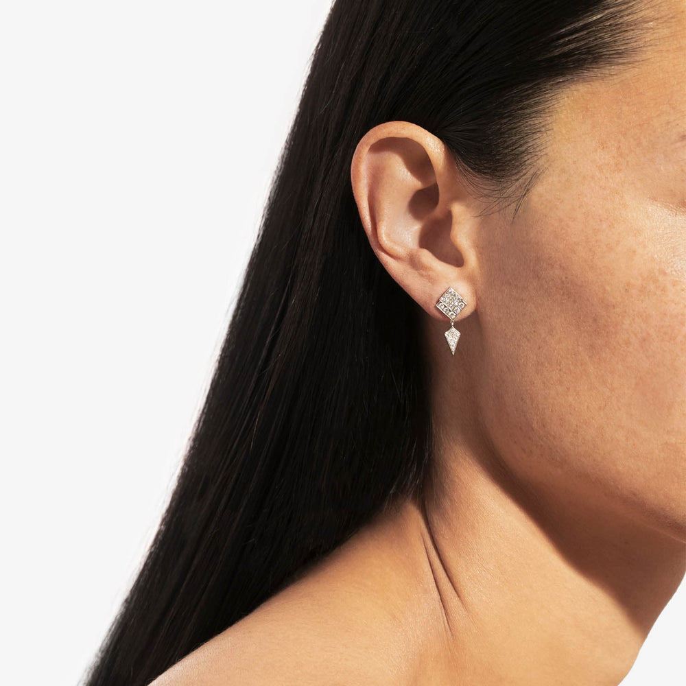 BOUCLE D'OREILLE STAIRWAY DIAMANTS & ARGENT - FSJ107