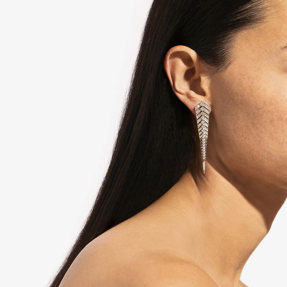 BOUCLE D'OREILLE STAIRWAY XL DIAMANTS & ARGENT - FSJ129