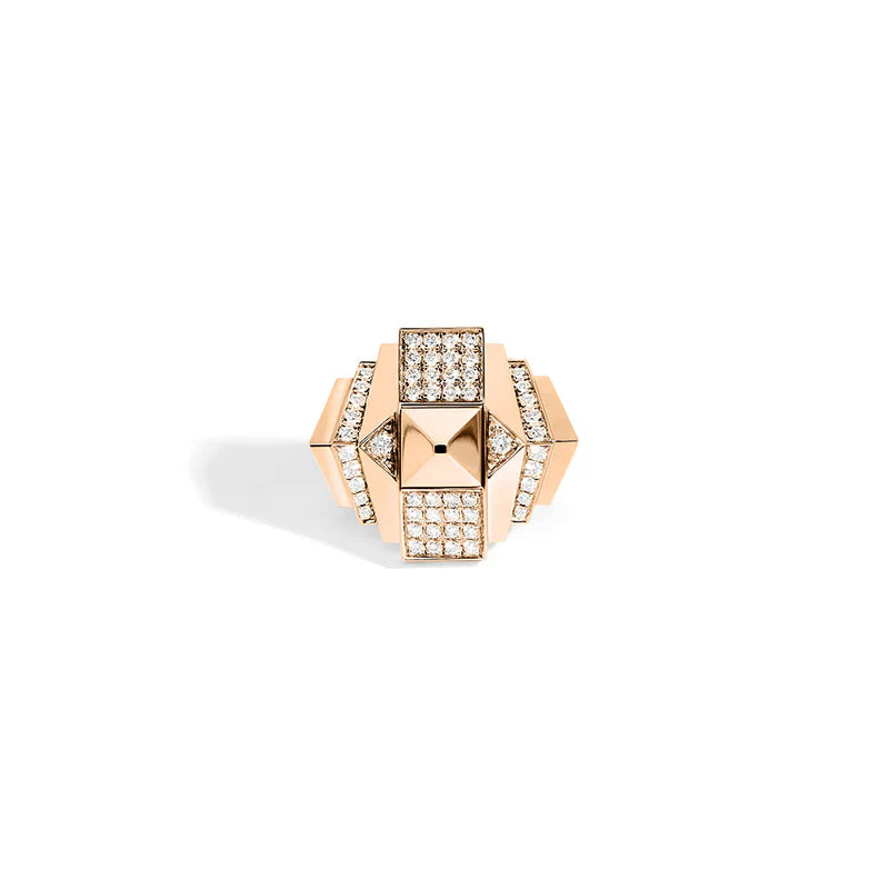 BAGUE ROCKAWAY PYRAMIDE SEMI PAVÉE & OR ROSE - FSJ158