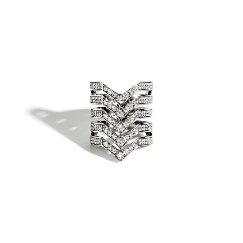 BAGUE STAIRWAY 5 RANGS DIAMANTS & ARGENT - FSJ170