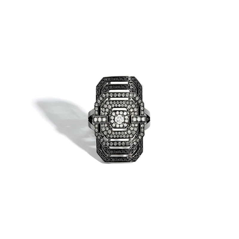 BAGUE MY WAY DÉGRADÉ DE DIAMANTS & ARGENT NOIR - FSJ220