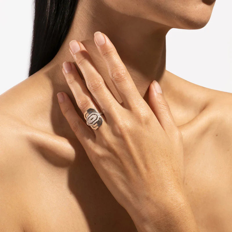 BAGUE PETITE MY WAY SEMI PAVÉE & ARGENT - FSJ296