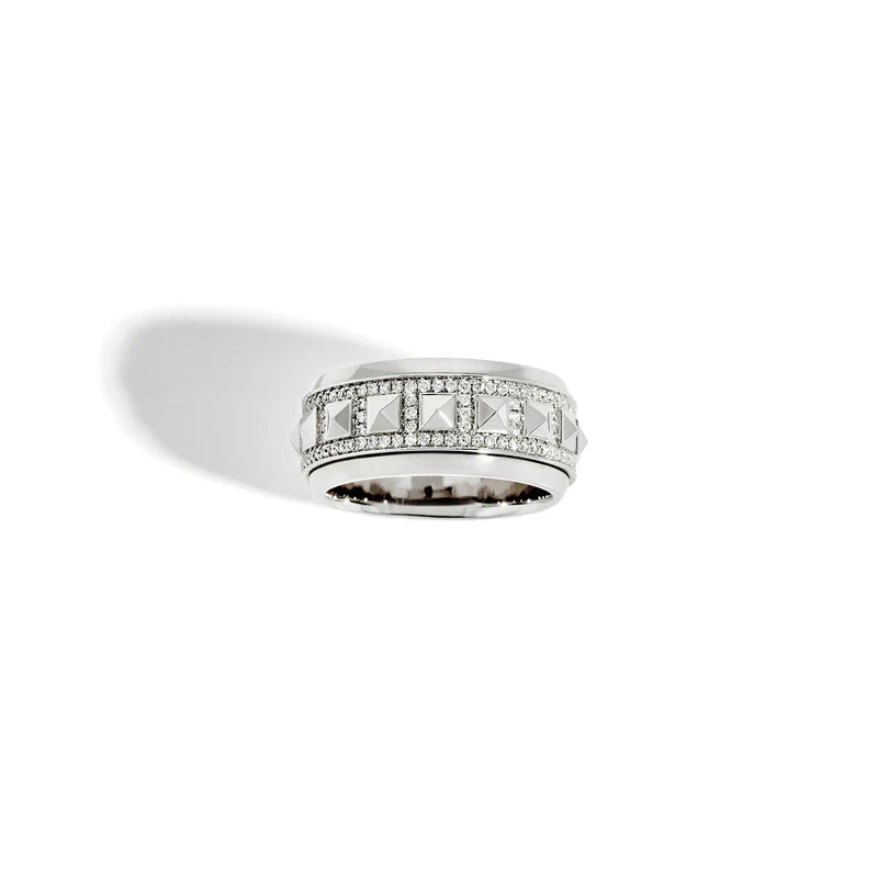 BAGUE ROCKAWAY SPINNER SEMI PAVÉE & ARGENT - FSJ305