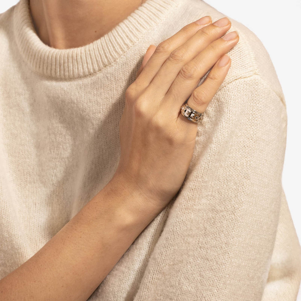 BAGUE ROCKAWAY SPINNER ARGENT - FSJ306