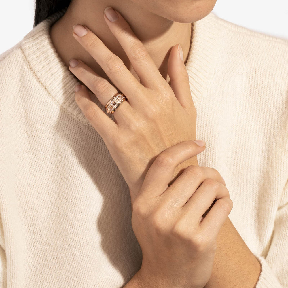 BAGUE ROCKAWAY SPINNER SEMI PAVÉE & OR ROSE - FSJ336