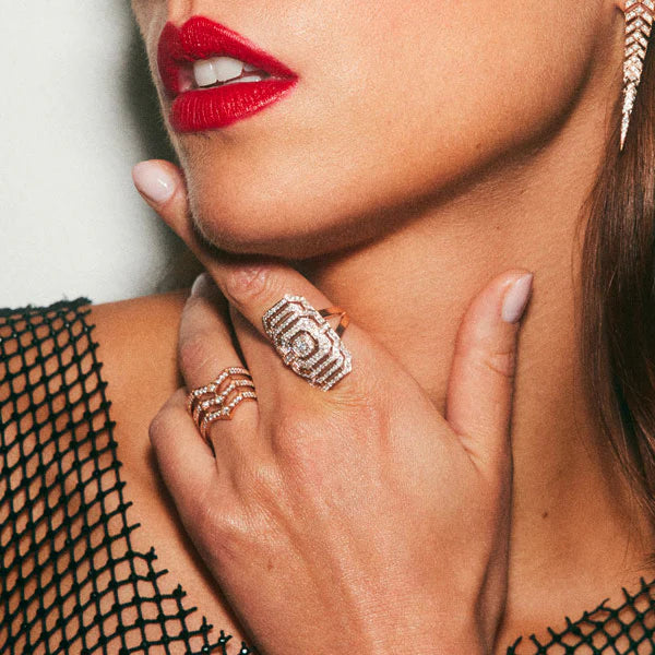 BAGUE STAIRWAY 3 RANGS DIAMANTS & OR ROSE - FSJ361