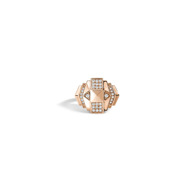 BAGUE MINI ROCKAWAY PYRAMIDE DIAMANTS & OR ROSE - FSJ377