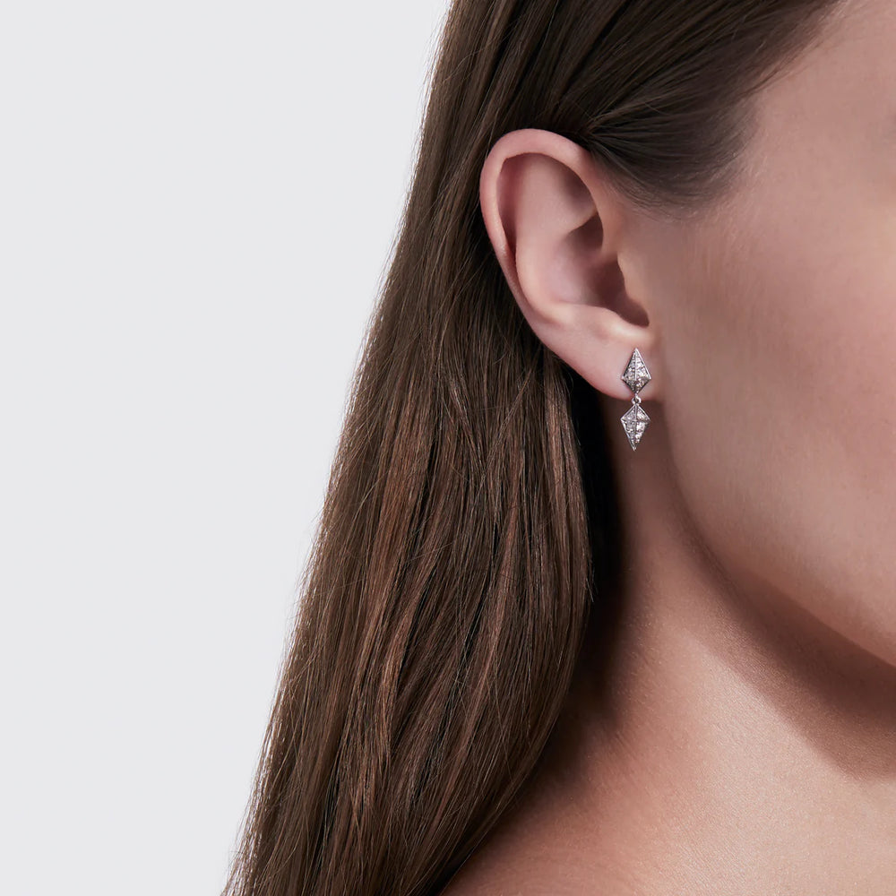 BOUCLE D'OREILLE ROCKAWAY DIAMANTS & ARGENT - FSJ396