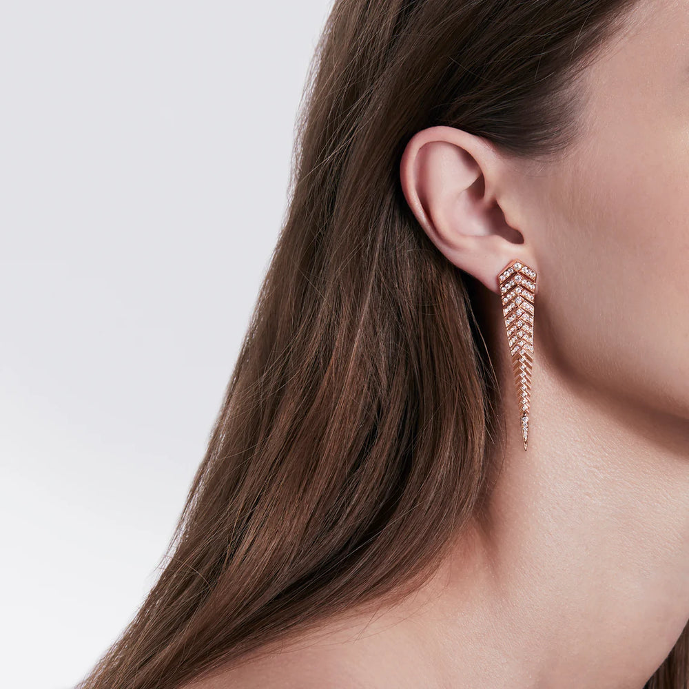 BOUCLE D'OREILLE STAIRWAY XL DIAMANTS & OR ROSE - FSJ417