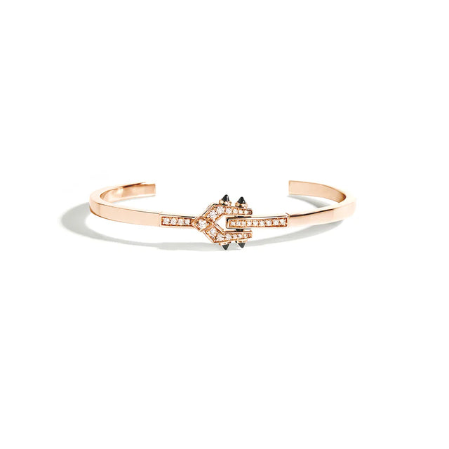 BRACELET SPIKE DIAMANTS, OR ROSE & AGATES NOIRES - FSJ428