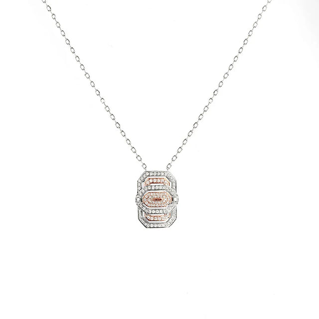 COLLIER MINI MY WAY DIAMANTS, OR ROSE & ARGENT - FSJ432