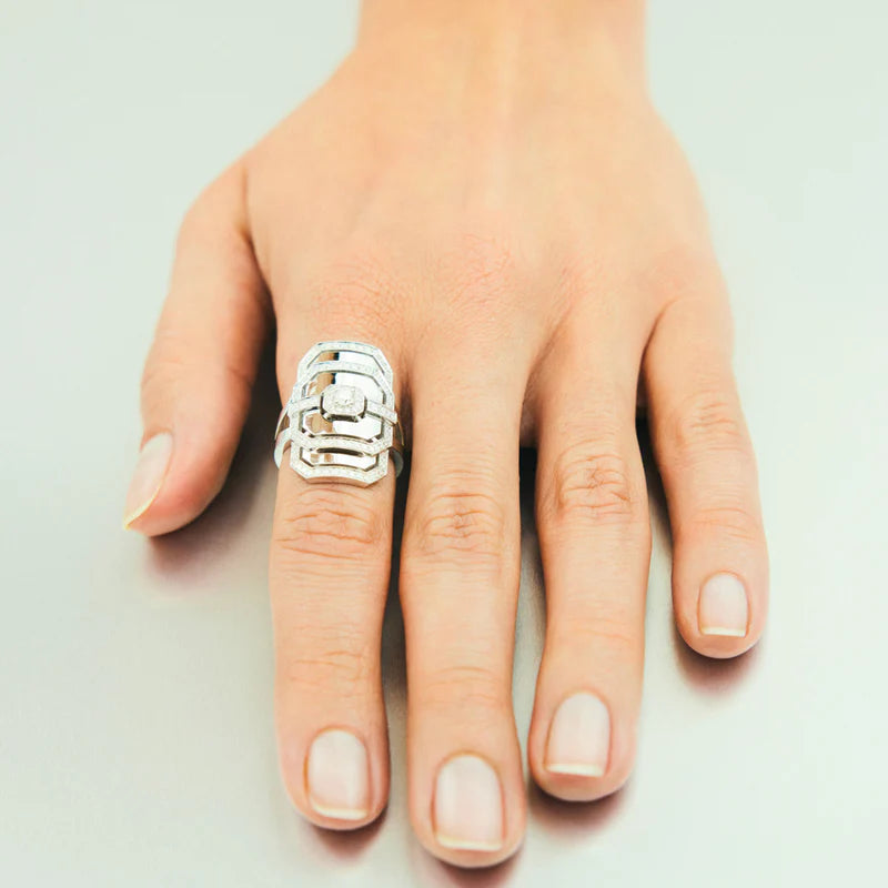 BAGUE MY WAY FRAMED PAVÉE & ARGENT - FSJ442