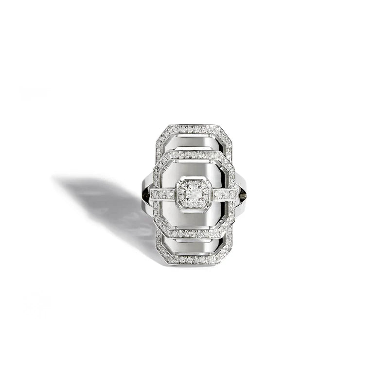 BAGUE MY WAY FRAMED PAVÉE & ARGENT - FSJ442