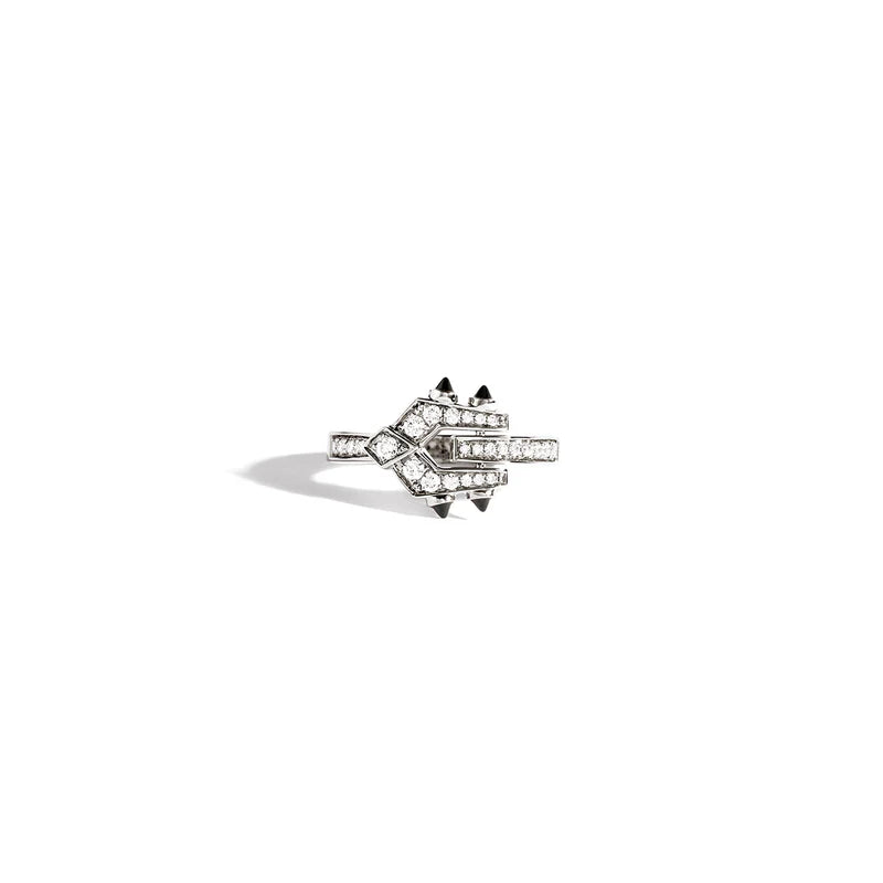 BAGUE MINI SPIKE DIAMANTS, ARGENT & AGATES NOIRES - FSJ464