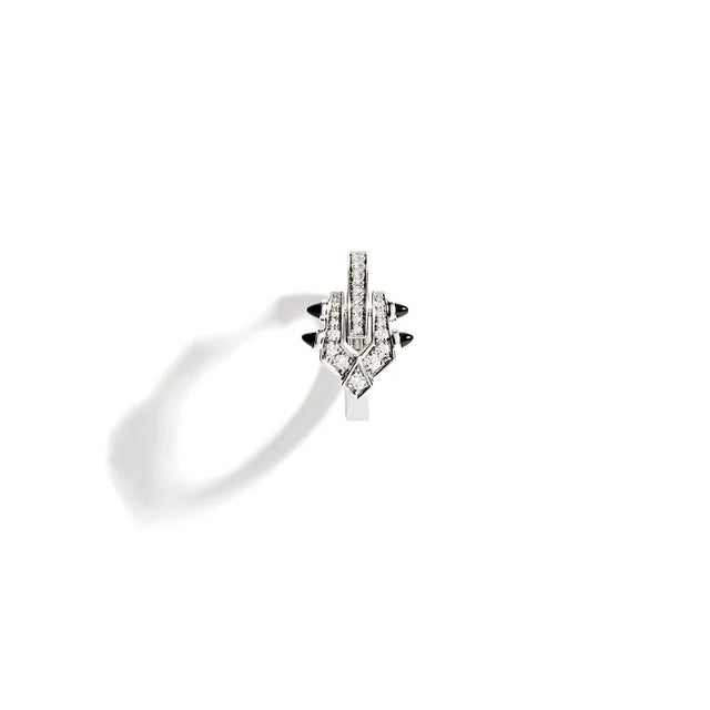 CRÉOLE SPIKE DIAMANTS, ARGENT & AGATES NOIRES - FSJ468