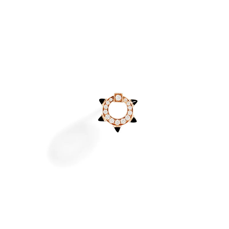 PUCE SPIKE DIAMANTS, OR ROSE & AGATES NOIRES - FSJ478