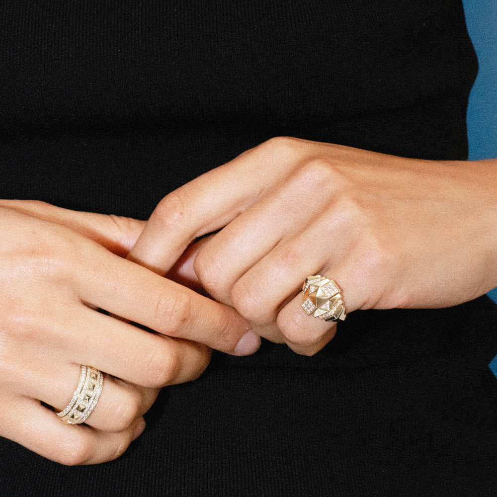 BAGUE MINI ROCKAWAY PYRAMIDE DIAMANTS & OR JAUNE - FSJ509