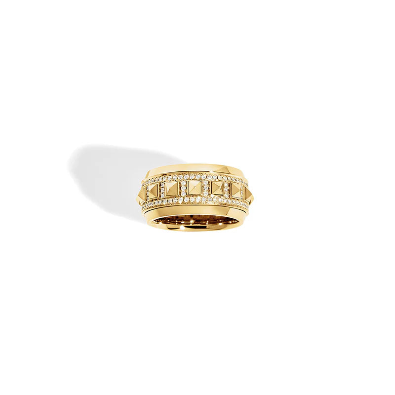 BAGUE ROCKAWAY SPINNER SEMI PAVÉE & OR JAUNE - FSJ536