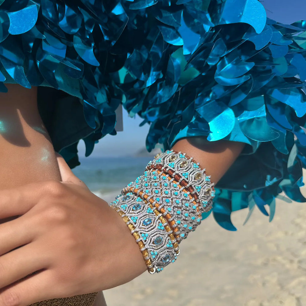 Bracelet Van Den Abeele Horizonte Noisette - Citrine et Turquoise
