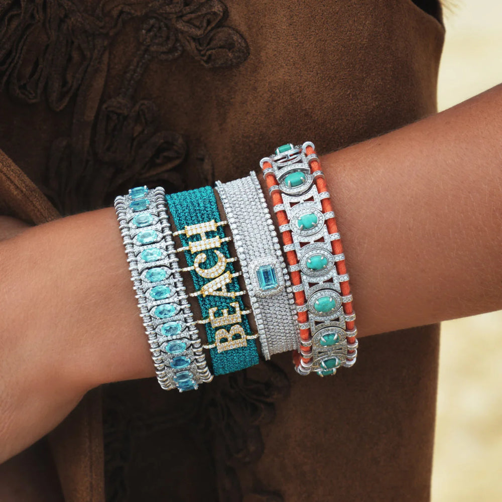 Bracelet Van Den Abeele navajo silver - topaze blue swiss
