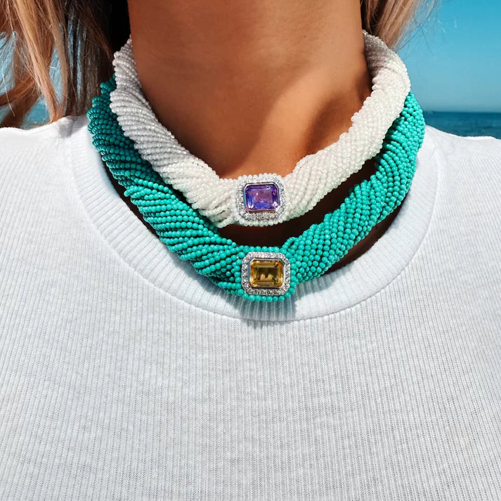 Collier Van Den Abeele Tornado Blanc - améthyste