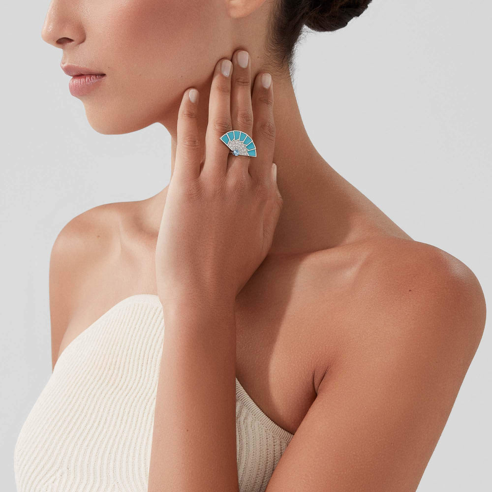 Bague Fanfare Symphony aigue-marine et turquoise - 2018284