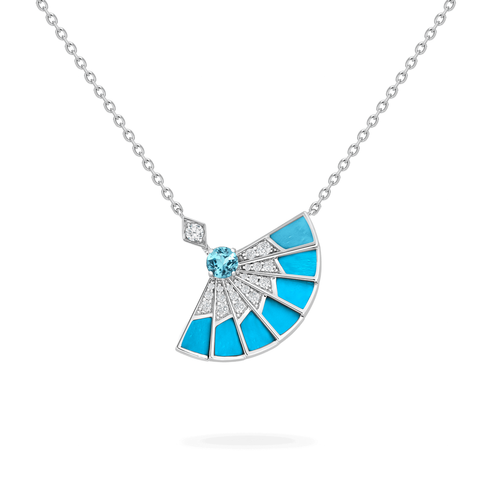 Pendentif Fanfare Symphony en aigue-marine et turquoise - 2017306