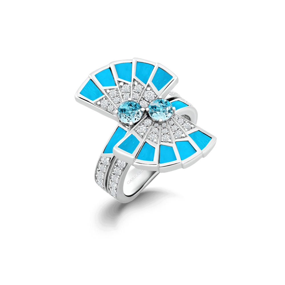Bague Fanfare Symphony Double Aigue-marine et Turquoise - 2017307