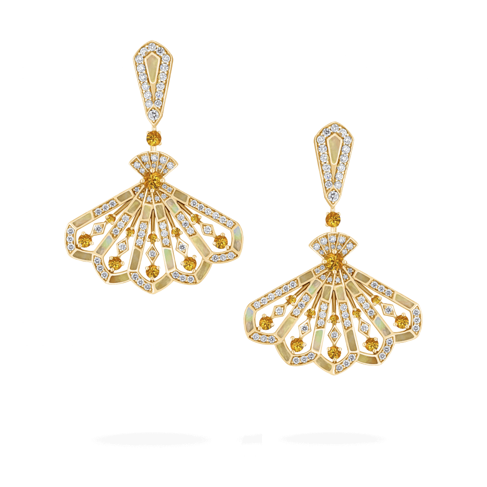 Boucles d'oreilles pendantes Fanfare Symphony en diamant et saphir orange - 2018744