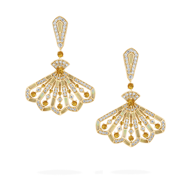 Boucles d'oreilles pendantes Fanfare Symphony en diamant et saphir orange - 2018744
