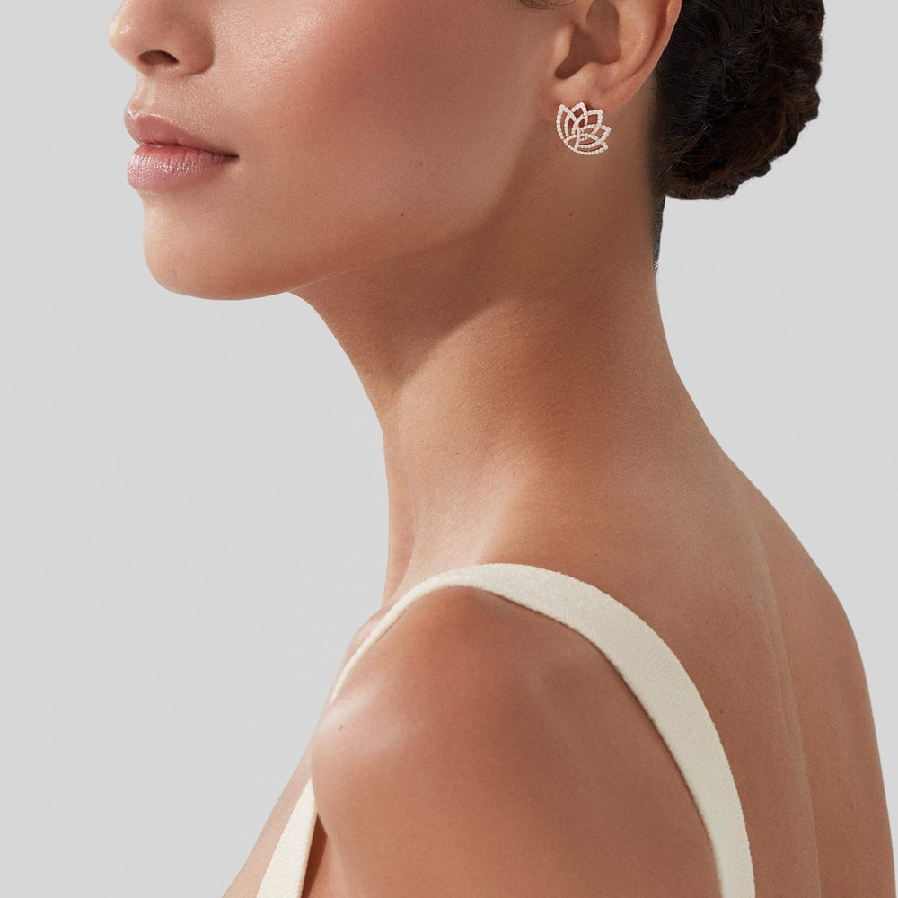 Boucles d'oreilles en diamant et fleur de lotus - 2019301