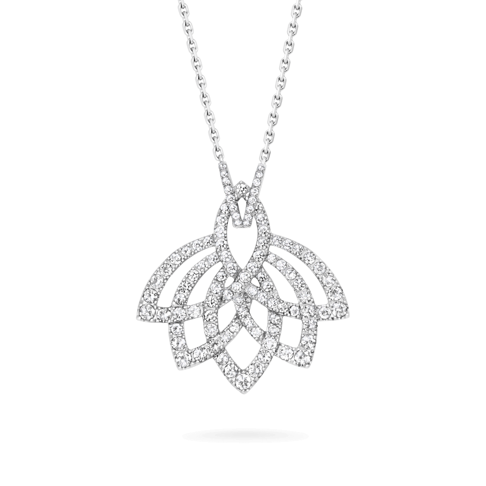 Pendentif coulissant en diamant et fleur de lotus - 2019308