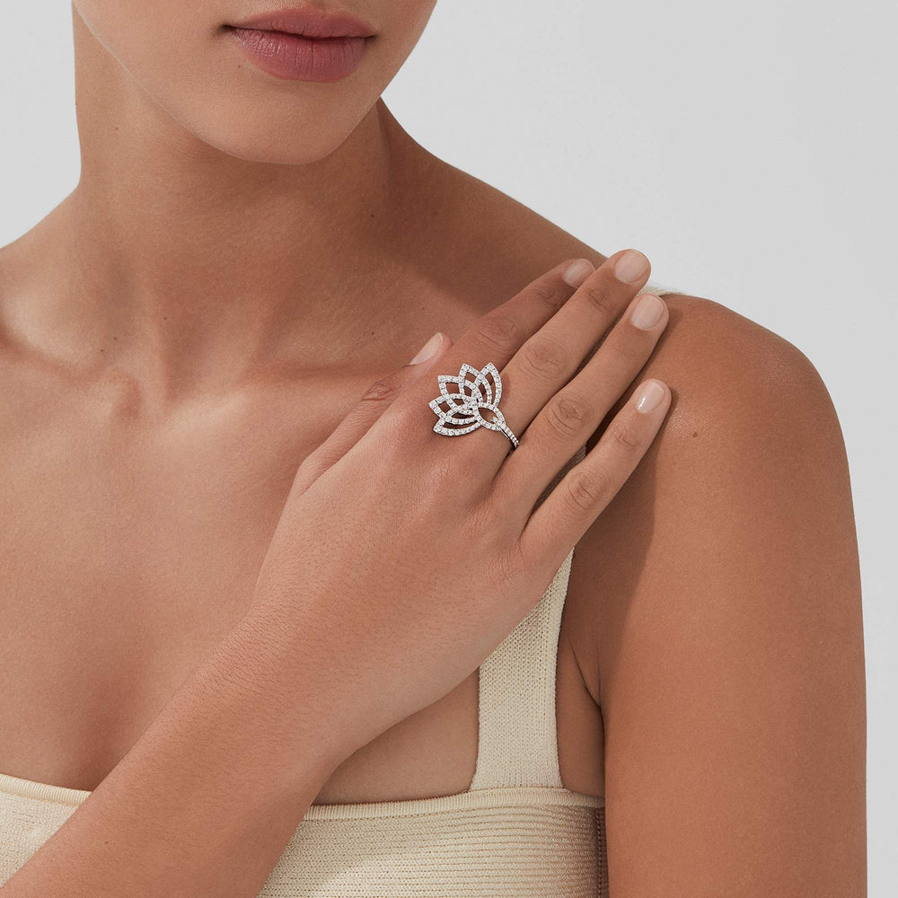 Bague en diamant avec fleur de lotus - 2019332