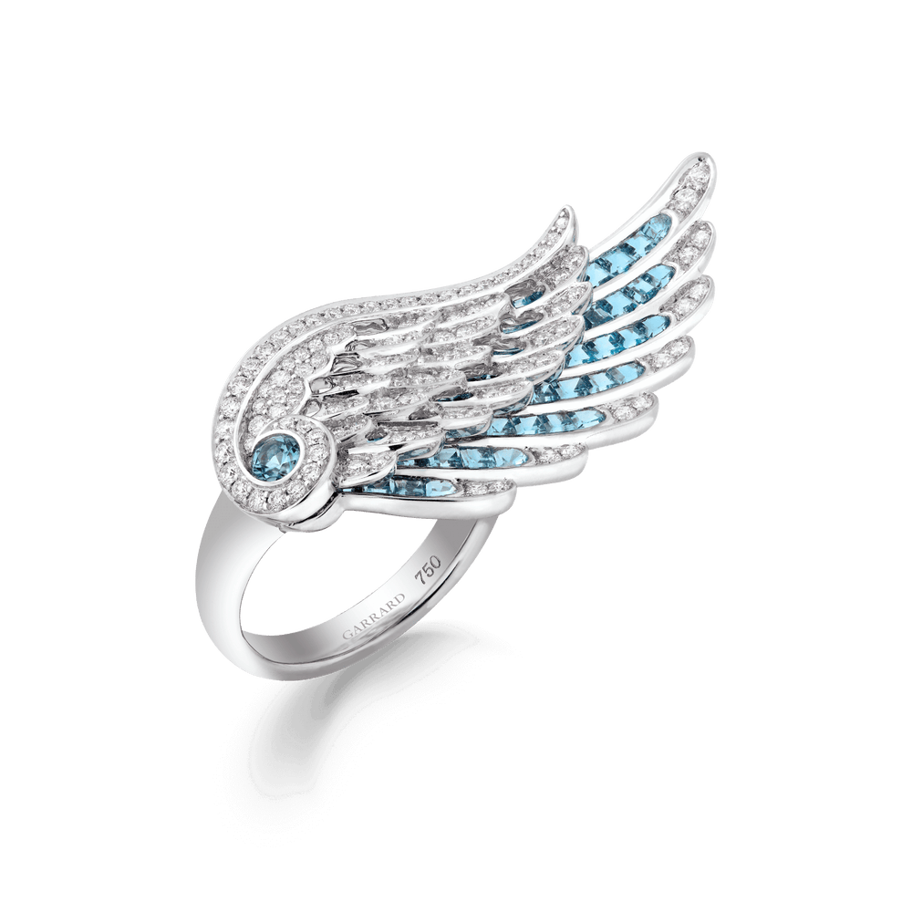 Bague Ailes Embrassent Aigue-marine et Diamant - 2016579