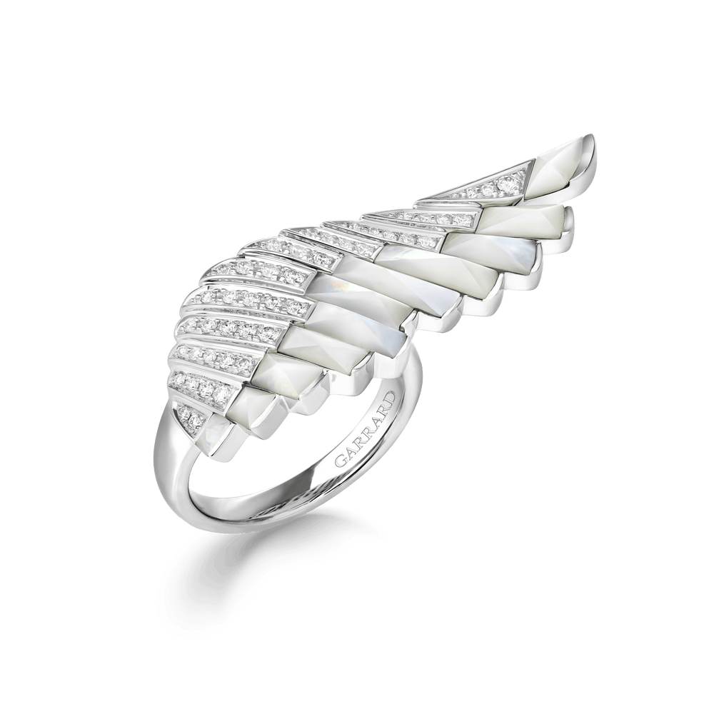 Bague Wings Rising en nacre blanche et diamant - 2018626