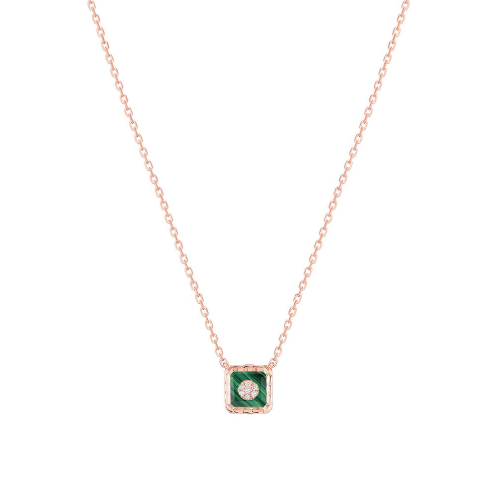 Collier Korloff Je Play or rose et malachite carré - JJPP01PG/MA