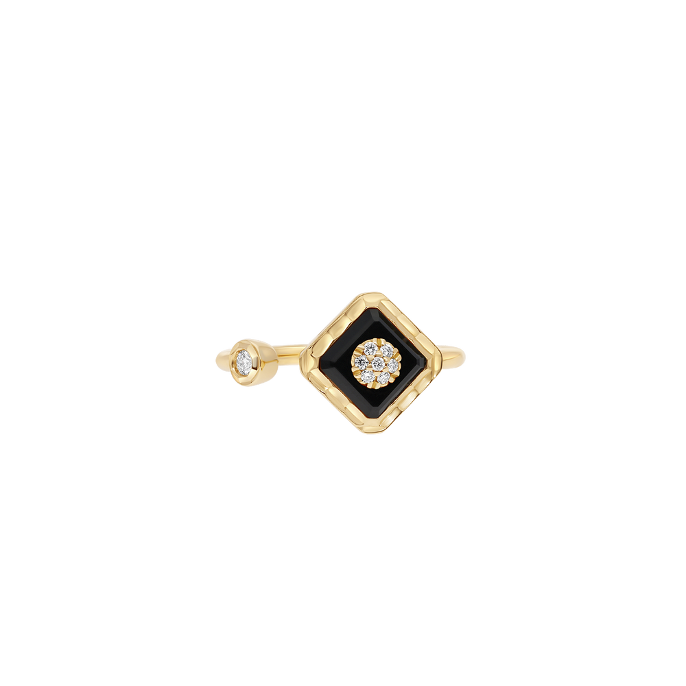 Bague Korloff Je Play or jaune et onyx carré - JJPR03YG/OX