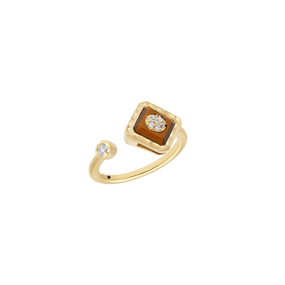 Bague Korloff Je Play or jaune et tiger eye carré - JJPR03YG/TE