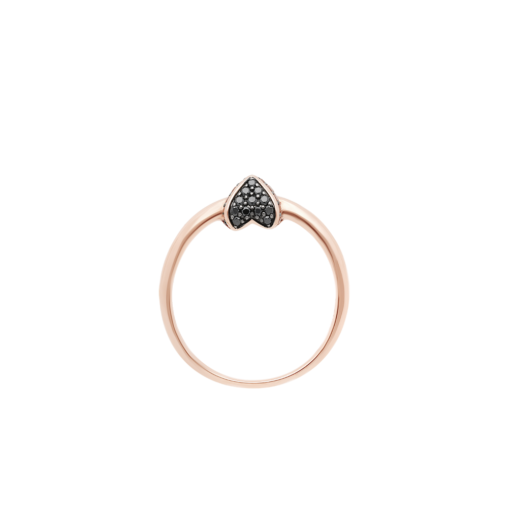 Bague Korloff Korlove or rose et diamants noirs petit modèle 1 cœur - JKVR01PG/BD