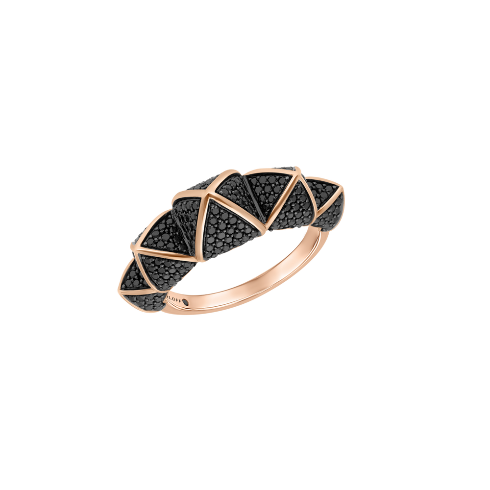 Bague Korloff Korlove or rose et diamants noirs petit modèle 5 cœurs - JKVR02PG/BD