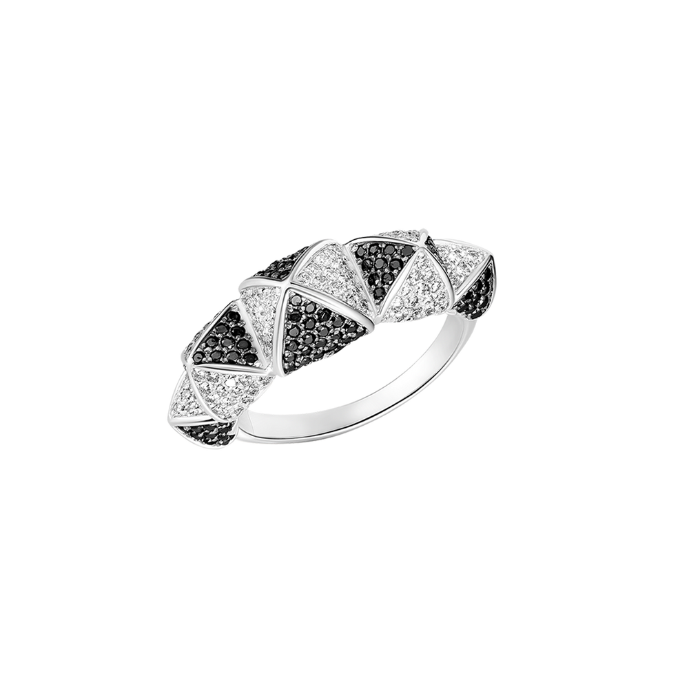 Bague Korloff Korlove or blanc et diamants moyen modèle 5 cœurs - JKVR02WG/D